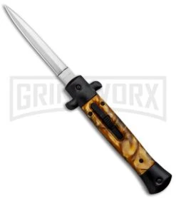 Mago 9" Gold Smoke Abyss Italian Stiletto OTF Automatic Knife - Dagger
