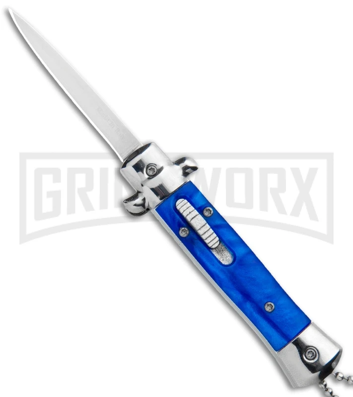 Mago 4.75" Mini Stiletto OTF Automatic Knife - Blue Marble 3 Mago 4.75" Mini Stiletto OTF Automatic Knife - Blue Marble