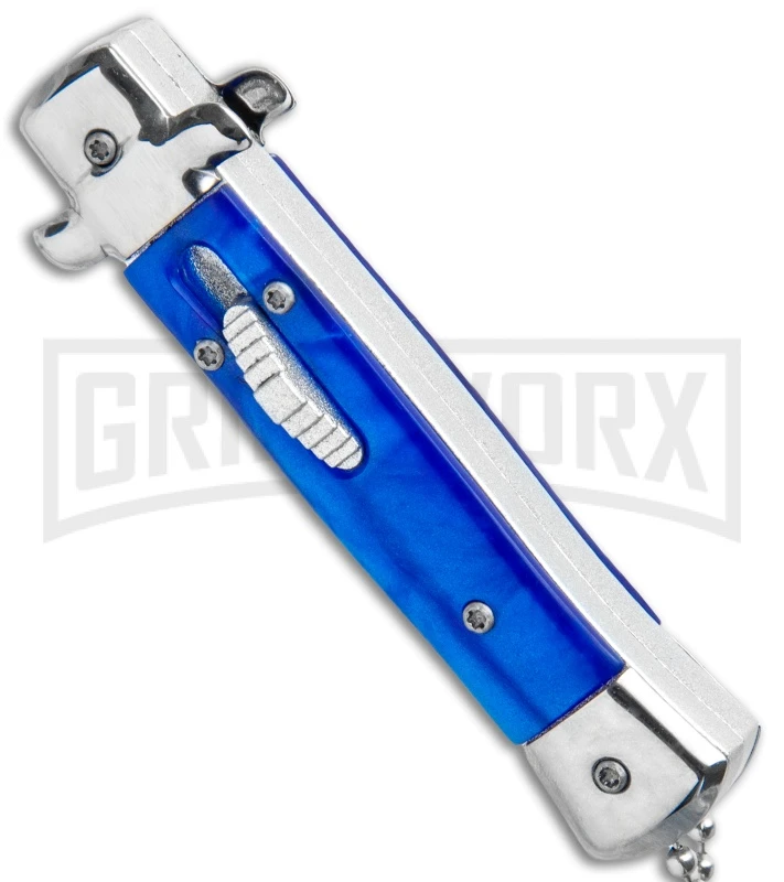 Mago 4.75" Mini Stiletto OTF Automatic Knife - Blue Marble 4 Mago 4.75" Mini Stiletto OTF Automatic Knife - Blue Marble - Image 2