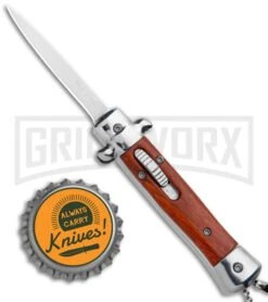 Mago 4.75" Mini Stiletto OTF Automatic Knife - Wood -Kershaw Shop Mago Mini OTF Stiletto Wood GX 34272 jr bottlecap large