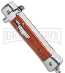 Mago 4.75" Mini Stiletto OTF Automatic Knife - Wood -Kershaw Shop Mago Mini OTF Stiletto Wood GX 34272 jr spine large