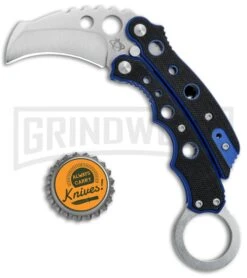 Mantis Vuja De Black/Blue G-10 Balisong Karambit Butterfly Knife - Satin Plain -Kershaw Shop Mantis Vuja De Balisong Karambit Crossover Black Blue G 10 Satin MANMK4B BHQ 56610 jr bottlecap large