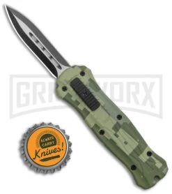 Coffin Blaster 2.0 Textured Green Digi Camo DA/OTF Automatic - Two Tone Dagger -Kershaw Shop Master Blaster Textured Green Digi Camo OTF Auto TT Dagger GX 37878 jr bottlecap large