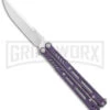 Maxace Banshee V2 Premium Balisong Butterfly Knife Purple G-10 - Satin Plain -Kershaw Shop Maxace Banshee V2 Balisong Butterfly Knife Purple G 10 Satin BHQ 140243 jr large