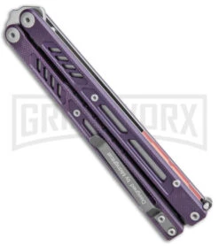 Maxace Banshee V2 Premium Balisong Butterfly Knife Purple G-10 - Satin Plain -Kershaw Shop Maxace Banshee V2 Balisong Butterfly Knife Purple G 10 Satin BHQ 140243 jr side large