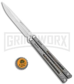 Maxace Knives Balisong Obsidian Titanium Handles CF Inlay (4" Satin) -Kershaw Shop Maxace Knives Balisong Obsidian Ti CF Inlay Satin BHQ 120300 jr bottlecap large