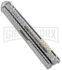 Maxace Knives Balisong Obsidian Titanium Handles CF Inlay (4" Satin) -Kershaw Shop Maxace Knives Balisong Obsidian Ti CF Inlay Satin BHQ 120300 jr side large