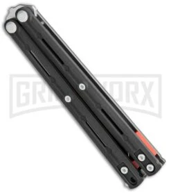 Maxace Knives Balisong Serpent Striker II Black G-10 - Satin Drop Point Plain -Kershaw Shop Maxace Knives Balisong Serpent Striker II Black G 10 Satin DP BHQ 120303 jr spine large