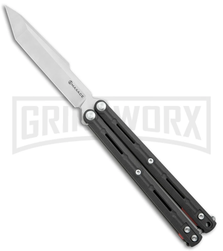 Maxace Knives Balisong Serpent Striker II Black G-10 - Satin Tanto Plain 3 Maxace Knives Balisong Serpent Striker II Black G-10 - Satin Tanto Plain