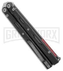 Maxace Unicorn Black G-10 Balisong Butterfly Knife - Bowie Satin Plain -Kershaw Shop Maxace Unicorn Balisong Butterfly Black G10 Satin Bowie GX 40489 jr side large