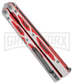 Maxace Unicorn White/Red G-10 Balisong Butterfly Knife - Spear Point Satin Plain -Kershaw Shop Maxace Unicorn Balisong Butterfly Red White G10 Satin SP GX 40488 jr side large