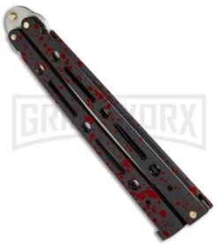 Mega Flick XL Red Balisong Butterfly Knife - Satin Plain -Kershaw Shop Mega Flick XL Balisong Butterfly Red M 132 RE BP 19709 jr side large