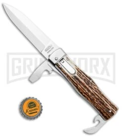 Mikov 241 Predator Light Stag Multi-Tool Automatic Knife (3.7" Polish) -Kershaw Shop Mikov 241 Predator Multi Tool Auto Stag Horn BHQ 31736 jr bottlecap large