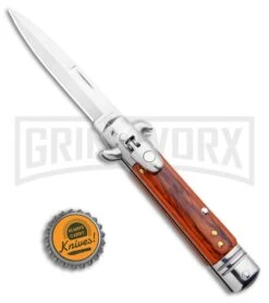 Milano 7.5" Lever Lock Automatic Knife Rosewood - Bayonet Satin -Kershaw Shop Milano 7.5 Lever Lock Automatic Knife Rosewood Bayonet Satin GX 33519 ns bottlecap large