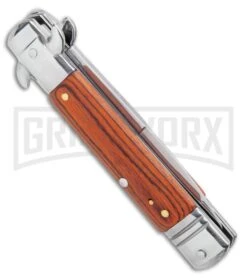 Milano 7.5" Lever Lock Automatic Knife Rosewood - Bayonet Satin -Kershaw Shop Milano 7.5 Lever Lock Automatic Knife Rosewood Bayonet Satin GX 33519 ns side large