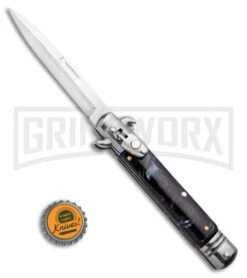 Milano 8.5" Lever Lock Automatic Knife Black Marble - Bayonet Satin -Kershaw Shop Milano 8.5 Lever Lock Automatic Knife Black Marble Bayonet Satin GX 33706 ns bottlecap large