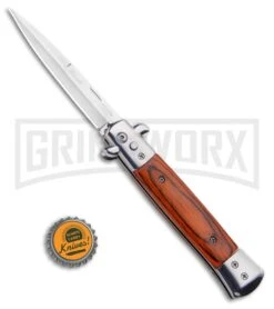 Milano 9" Stiletto Rosewood Automatic Knife - Bayonet Satin -Kershaw Shop Milano 9 Stiletto Rosewood Automatic Knife Bayonet Satin GX 33766 ns bottlecap large