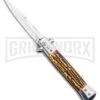 Milano 9" Stiletto Sim Stag Horn Automatic Knife - Bayonet Satin 2 Milano 9" Stiletto Sim Stag Horn Automatic Knife - Bayonet Satin -Kershaw Shop Milano 9 Stiletto Sim Stag Horn Automatic Knife GX 33765 ns large