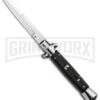 Milano 9" Black Wood Italian Style Automatic Knife - Bayonet Satin