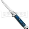 Milano 9" Italian Stiletto Blue Swirl Automatic Knife - Bayonet Satin
