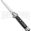 Milano 9" Italian Stiletto Brown Acrylic Automatic Knife - Bayonet Satin