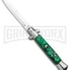 Milano 9" Italian Stiletto Green Swirl Automatic Knife - Bayonet Satin