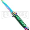Milano 9" Italian Stiletto Green Swirl Automatic Knife - Bayonet Spectrum
