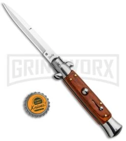 Milano 9" Rosewood Italian Style Automatic Knife - Bayonet Satin -Kershaw Shop Milano 9in Italian Stiletto Rosewood Auto Bayo GSE019WRD GX 33407 jr bottlecap large