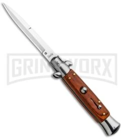 Milano 9" Rosewood Italian Style Automatic Knife - Bayonet Satin