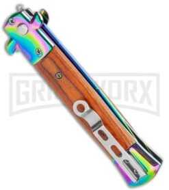 Milano 9" Italian Stiletto Rosewood Automatic Knife - Bayonet Spectrum -Kershaw Shop Milano 9in Italian Stiletto Rosewood Auto Bayo Spectrum GX 36288 jr side large