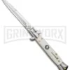 Milano 9" White Italian Style Automatic Knife - Bayonet Satin -Kershaw Shop Milano 9in Italian Stiletto White Auto Bayo BP 8672 jr large