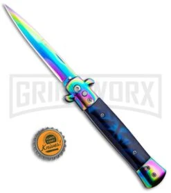 Milano 9" Stiletto Blue Spectrum Automatic Knife - Bayonet Spectrum -Kershaw Shop Milano 9in Stiletto Blue Spectrum Auto Bayo Spectrum GSE018RBMBL GX 33515 jr bottlecap large