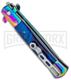Milano 9" Stiletto Blue Spectrum Automatic Knife - Bayonet Spectrum -Kershaw Shop Milano 9in Stiletto Blue Spectrum Auto Bayo Spectrum GSE018RBMBL GX 33515 jr side large