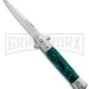 Milano 9" Stiletto Green Swirl Automatic Knife - Bayonet