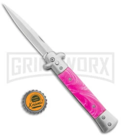 Milano 9" Stiletto Pink Acrylic Automatic Knife - Bayonet -Kershaw Shop Milano 9in Stiletto Pink Acrylic Auto Bayo GX 35314 jr bottlecap large