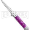 Milano 9" Stiletto Purple Automatic Knife - Satin Bayonet Plain -Kershaw Shop Milano 9in Stiletto Purple Auto Bayo GX 35311 jr large