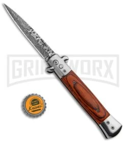 Milano 9" Stiletto Rosewood Automatic Knife - Bayonet Sim Damascus -Kershaw Shop Milano 9in Stiletto Rosewood Auto Bayo Sim Damascus GSE018SLWRD GX 33409 jr bottlecap large