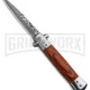 Milano 9" Stiletto Rosewood Automatic Knife - Bayonet Sim Damascus
