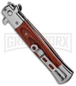Milano 9" Stiletto Rosewood Automatic Knife - Bayonet Sim Damascus -Kershaw Shop Milano 9in Stiletto Rosewood Auto Bayo Sim Damascus GSE018SLWRD GX 33409 jr side large