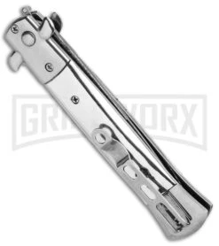 Milano 9" Stiletto Silver Automatic Knife - Bayonet Sim Damascus -Kershaw Shop Milano 9in Stiletto Silver Auto Bayo Sim Damascus GSE018LSL GX 33505 jr side large