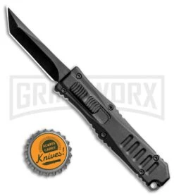 Mini Marvel Black HL OTF Automatic Knife - Black Tanto Blade -Kershaw Shop Mini Marvel Black HL OTF Automatic Knife Black Tanto Blade 2706 4BK GX 35332 LS Bottlecap 2 large