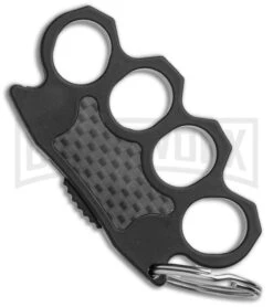 Mini OTF Automatic Knuck Keychain Knife Black Carbon Fiber Inlay - Plain -Kershaw Shop Mini OTF Automatic Knuckle Keychain Knife Plain GX 35734 Side large