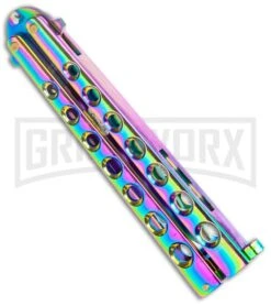 Monarch Rainbow Spectrum Balisong Butterfly Knife - Spectrum Plain -Kershaw Shop Monarch Rainbow Spectrum Balisong Butterfly Spectrum GX 10961 jr side large