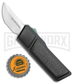 No Limit Knives Akuma OTF Automatic Knife Black Carbon Fiber - Satin Plain -Kershaw Shop No Limit Knives Akuma OTF Auto Black CF Satin Tanto GX 34520 jr bottlecap large