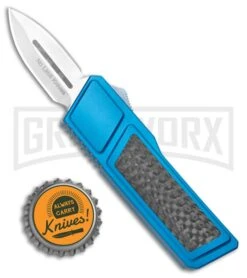 No Limit Knives Akuma OTF Automatic Knife Blue Carbon Fiber - Satin Plain -Kershaw Shop No Limit Knives Akuma OTF Auto Blue CF Satin Dagger GX 34518 jr bottlecap large