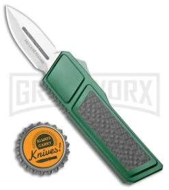 No Limit Knives Akuma OTF Automatic Knife Green Carbon Fiber - Satin Plain -Kershaw Shop No Limit Knives Akuma OTF Auto Green CF Satin Dagger GX 34522 jr bottlecap large