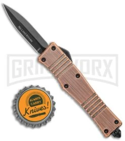 No Limit Knives Cali-Legal OTF Automatic Knife Bronze - Dagger Black -Kershaw Shop No Limit Knives Cali Legal OTF Auto Bronze Dagger Black GX 34303 jr bottlecap 2 large