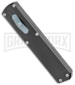 No Limit Knives Hyrax Black OTF Automatic Knife - Tanto Satin Plain -Kershaw Shop No Limit Knives Hyrax Tanto DA OTF Auto Black Satin BHQ 102507 jr spine large