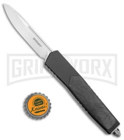 No Limit Knives Instigator Black OTF Automatic Knife - Satin Drop Point Plain -Kershaw Shop No Limit Knives Instigator Black OTF Auto Modified Satin GX 38880 jr bottlecap large