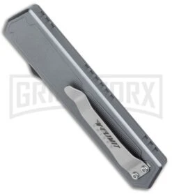 No Limit Knives Vanga Red/Gray OTF Automatic Knife - Tanto Satin Plain -Kershaw Shop No Limit Knives Vanga Red Gray OTF Auto Tanto Satin GX 37524 jr side large